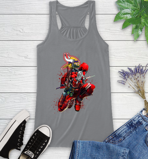 NFL Deadpool Marvel Comics Sports Football Minnesota Vikings Racerback Tank 5