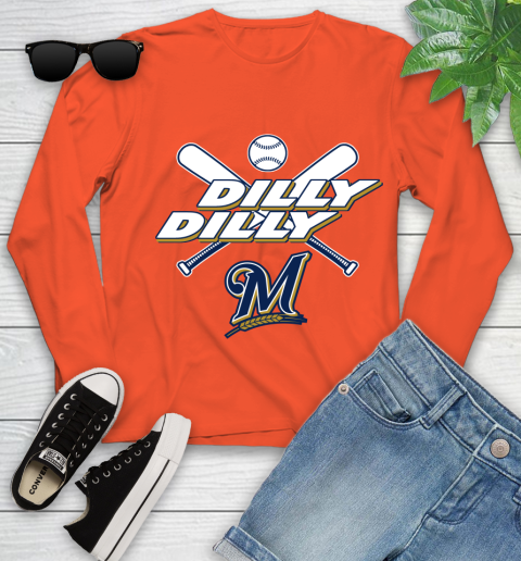 MLB Milwaukee Brewers Dilly Dilly Baseball Sports Youth Long Sleeve 4