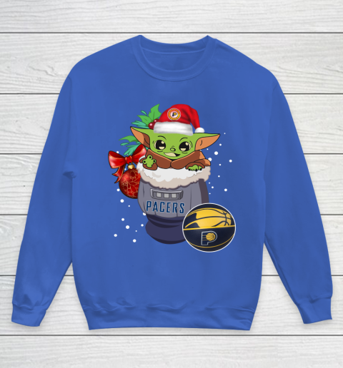 Indiana Pacers Christmas Baby Yoda Star Wars Funny Happy NBA Youth Sweatshirt 8