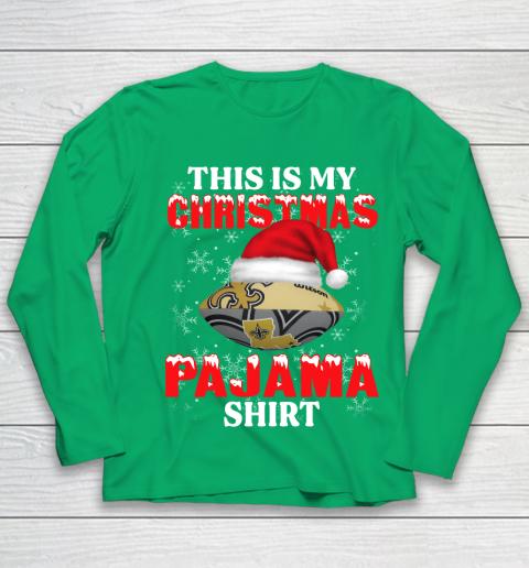 New Orleans Saints This Is My Christmas Pajama Shirt NFL Youth Long Sleeve 4