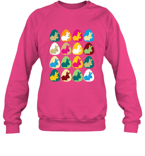 szjt easter rabbit inside easter egg color combination sweatshirt 35 front heliconia