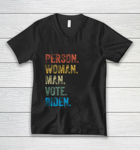 Person Woman Man Vote Biden V-Neck T-Shirt