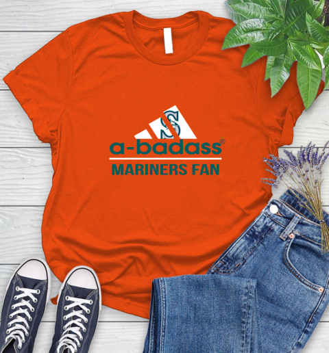 MLB A Badass Seattle Mariners Fan Adidas Baseball Sports Women's T-Shirt 3