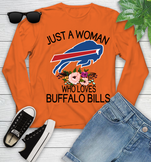 NFL Just A Woman Who Loves Buffalo Bills Football Sports Youth Long Sleeve 2