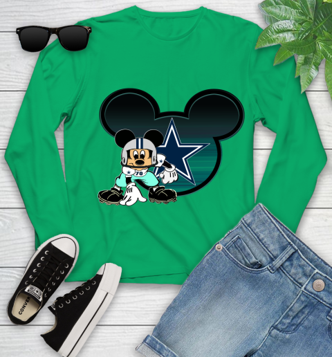 NFL Dallas Cowboys Mickey Mouse Disney Football T Shirt Youth Long Sleeve 6