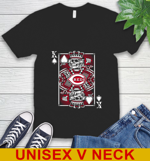 Cincinnati Reds MLB Baseball The King Of Spades Death Cards Shirt V-Neck T-Shirt