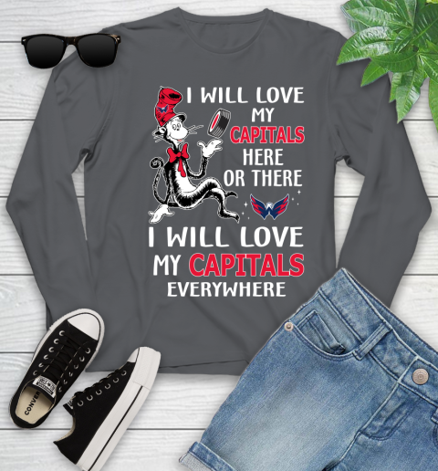 NHL Hockey Washington Capitals I Will Love My Capitals Leafs Everywhere Dr Seuss Shirt Youth Long Sleeve 8