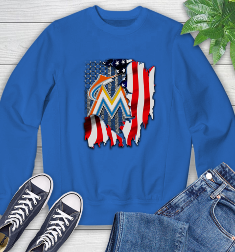 Miami Marlins MLB Baseball American Flag Sweatshirt 9