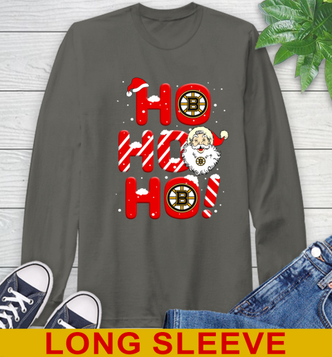 Boston Bruins NHL Hockey Ho Ho Ho Santa Claus Merry Christmas Shirt Long Sleeve T-Shirt 10