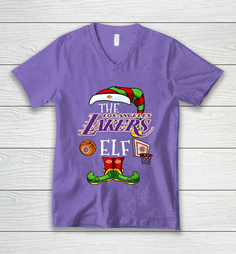 Los Angeles Lakers Christmas ELF Funny NBA V-Neck T-Shirt 8