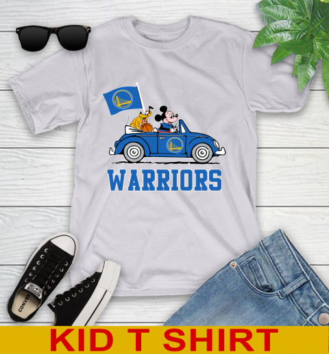 NBA Basketball Golden State Warriors Pluto Mickey Driving Disney Shirt Youth T-Shirt 5