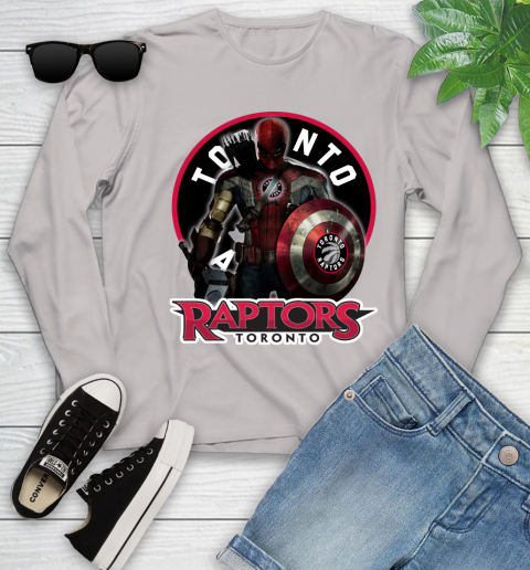 Toronto Raptors NBA Basketball Captain America Thor Spider Man Hawkeye Avengers Youth Long Sleeve 12