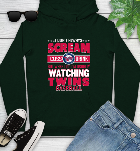 Minnesota Twins MLB I Scream Cuss Drink When I'm Watching My Team Youth Hoodie 14