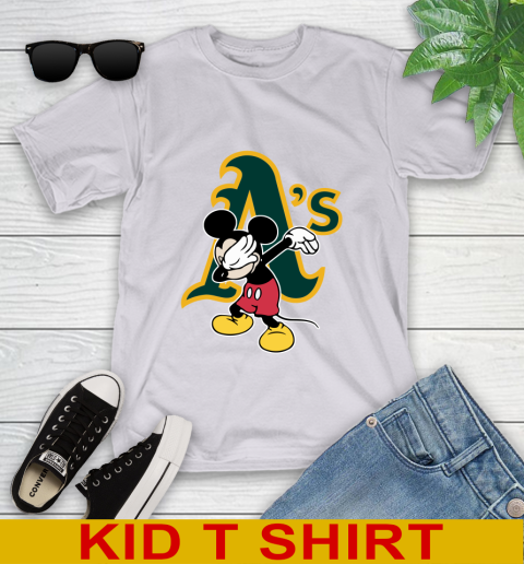Oakland Athletics MLB Baseball Dabbing Mickey Disney Sports Youth T-Shirt 5
