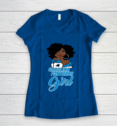 Carolina Panthers Girl NFL Women's V-Neck T-Shirt 9