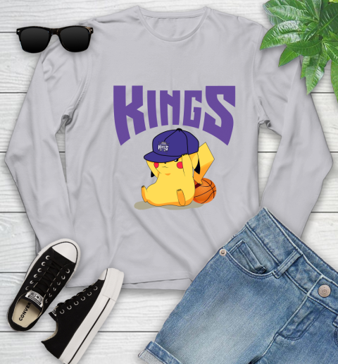 NBA Pikachu Basketball Sports Sacramento Kings Youth Long Sleeve 5