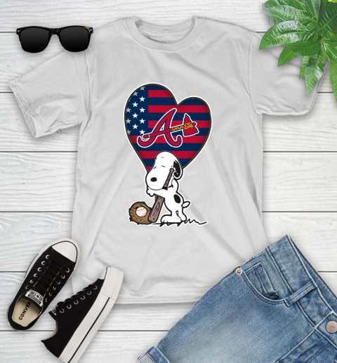 Atlanta Braves MLB Baseball The Peanuts Movie Adorable Snoopy Youth T-Shirt