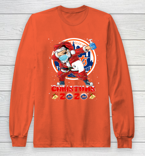 New York Mets Funny Santa Claus Dabbing Christmas 2020 MLB Long Sleeve T-Shirt 3