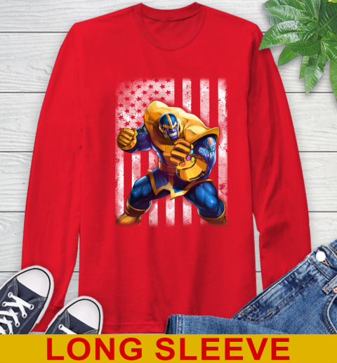 MLB Baseball Los Angeles Dodgers Thanos Marvel American Flag Shirt Long Sleeve T-Shirt 12