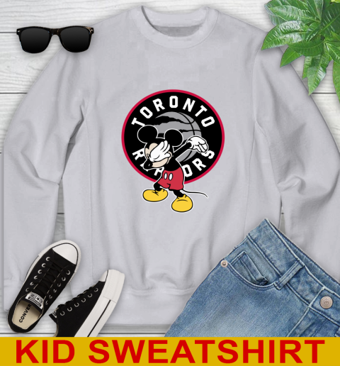 Toronto Raptors NBA Basketball Dabbing Mickey Disney Sports Youth Sweatshirt 4