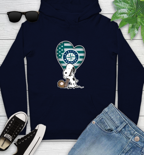 Seattle Mariners MLB Baseball The Peanuts Movie Adorable Snoopy Youth Hoodie 4