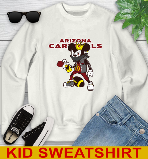 Arizona Cardinals NFL Football Mickey Peace Sign Sports Youth Sweatshirt