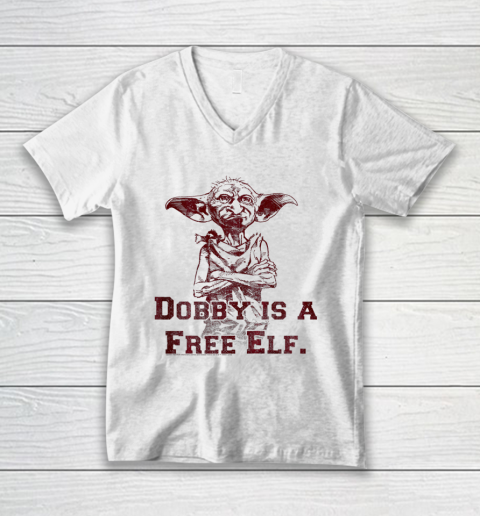 Kids Harry Potter Dobby Is A Free Elf Portrait V-Neck T-Shirt