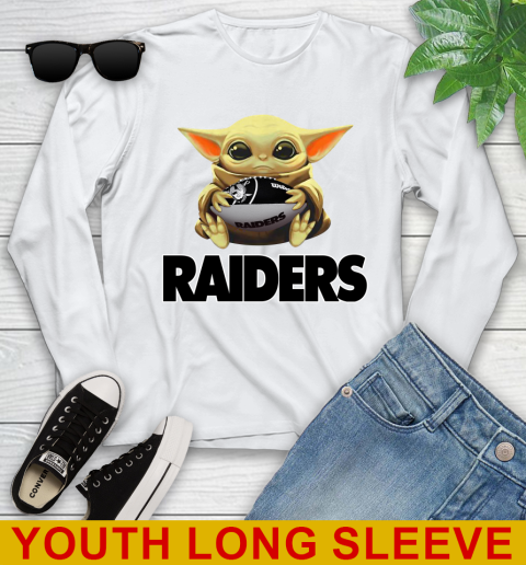 NFL Football Oakland Raiders Baby Yoda Star Wars Shirt Youth Long Sleeve