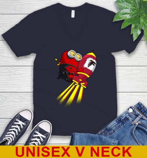 NFL Football Atlanta Falcons Deadpool Minion Marvel Shirt V-Neck T-Shirt 3 NFL Football Atlanta Falcons Deadpool Minion Marvel Shirt V-Neck T-Shirt - Image 3