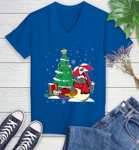 New Orleans Pelicans NBA Basketball Cute Tonari No Totoro Christmas Sports Women's V-Neck T-Shirt 10