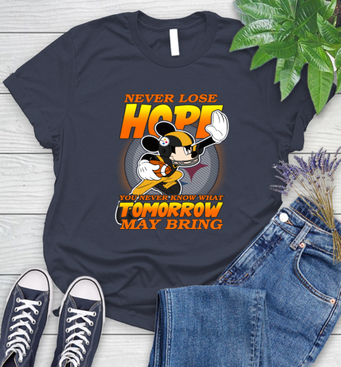 Pittsburgh Steelers NFL Football Mickey Disney Never Lose Hope Women's T-Shirt - Image 15