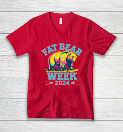 Fat Bear Week 2024 Grazer Animal Lover Alaska Katmai Nature V-Neck T-Shirt 5