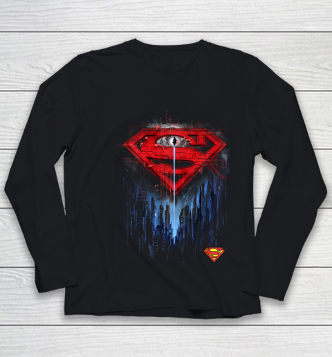 DC Fandome Superman Skyline Logo Youth Long Sleeve