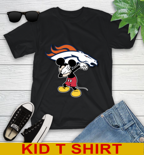 Denver Broncos NFL Football Dabbing Mickey Disney Sports Youth T-Shirt 2