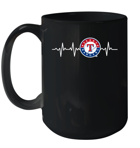 Texas Rangers MLB Baseball Heart Beat Shirt Ceramic Mug 15oz