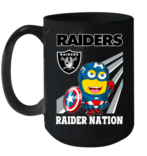 NFL Football Oakland Raiders Captain America Marvel Avengers Minion Shirt Ceramic Mug 15oz