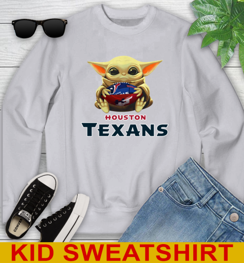 NFL Football Houston Texans Baby Yoda Star Wars Shirt Youth Sweatshirt 4