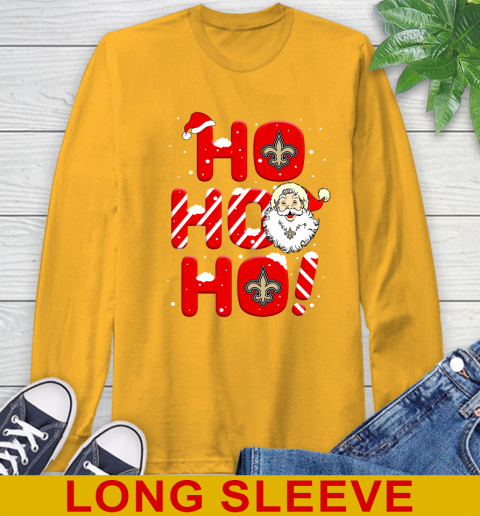 New Orleans Saints NFL Football Ho Ho Ho Santa Claus Merry Christmas Shirt Long Sleeve T-Shirt 3 New Orleans Saints NFL Football Ho Ho Ho Santa Claus Merry Christmas Shirt Long Sleeve T-Shirt - Image 3