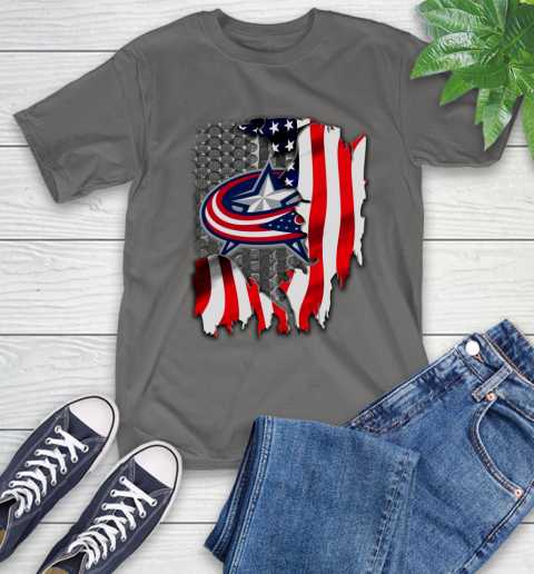 Columbus Blue Jackets NHL Hockey American Flag T-Shirt - Image 11