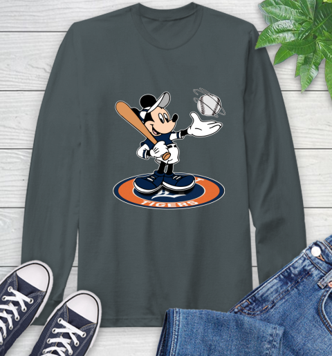 MLB Baseball Detroit Tigers Cheerful Mickey Disney Shirt Long Sleeve T-Shirt 7