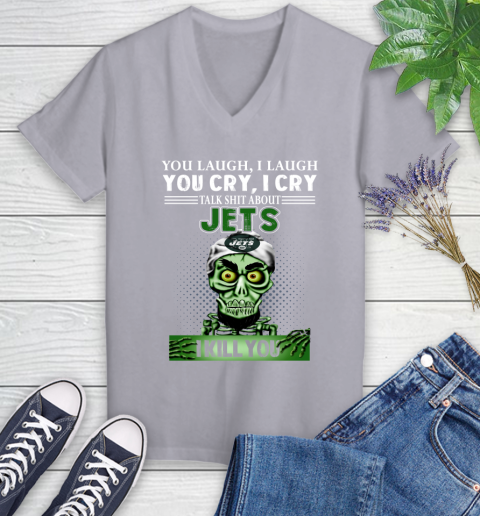 NFL Talk Shit About New York Jets I Kill You Achmed The Dead Terrorist Jeffrey Dunham Football Women's V-Neck T-Shirt 4