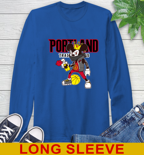 Portland Trail Blazers NBA Basketball Mickey Peace Sign Sports Long Sleeve T-Shirt 9
