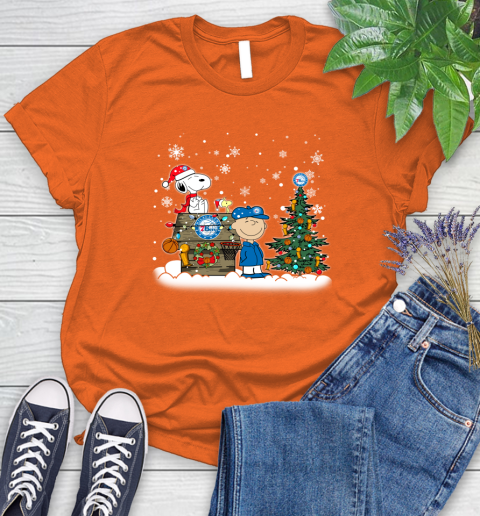 Philadelphia 76ers NBA Basketball Christmas The Peanuts Movie Snoopy Championship Women's T-Shirt 3