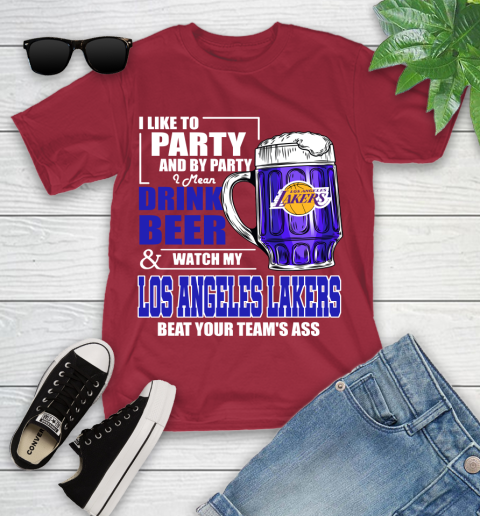 NBA Drink Beer and Watch My Los Angeles Lakers Beat Your Team's Ass Basketball Youth T-Shirt 14