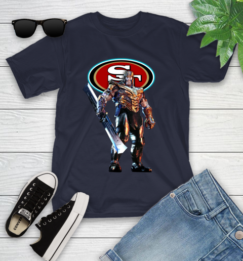 NFL Thanos Gauntlet Avengers Endgame Football San Francisco 49ers Youth T-Shirt 3