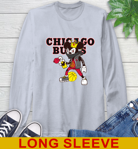 Chicago Bulls NBA Basketball Mickey Peace Sign Sports Long Sleeve T-Shirt 6