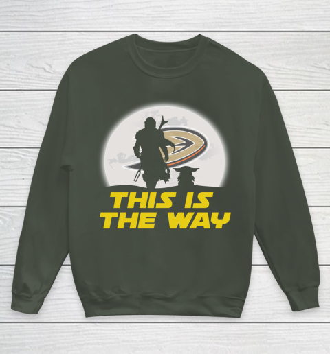 Anaheim Ducks NHL Ice Hockey Star Wars Yoda And Mandalorian This Is The Way Youth Sweatshirt 8