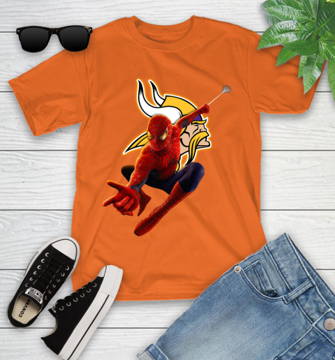 NFL Spider Man Avengers Endgame Football Minnesota Vikings Youth T-Shirt 19