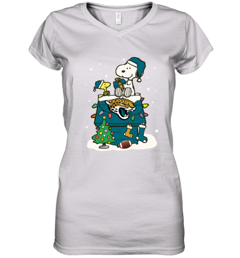 A Happy Christmas With Jacksonville Jaguars Snoopy Women's V-Neck T-Shirt
