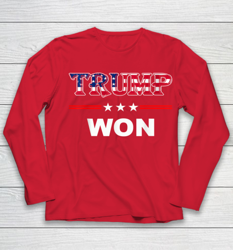 Trump Won T Shirt 4th of July American Flag Youth Long Sleeve 8